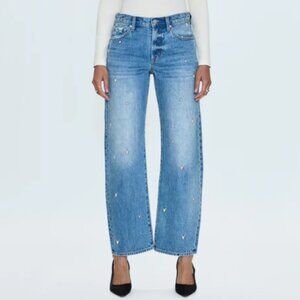 💗Pistola Lexi Confetti Heart Jeans Bowed Straight Leg NWT • Size 31 • 💗